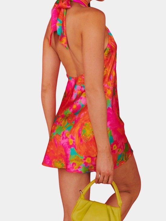 Show Me Your MuMu Dresses & Skirts - Show Me Your Mumu Jasmine Tie Halter Mini Dress Size Large NWT